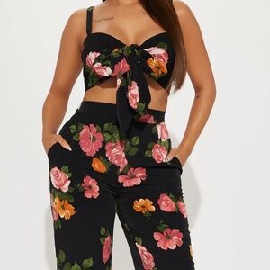 Monroe Floral Pant Set - Black/combo